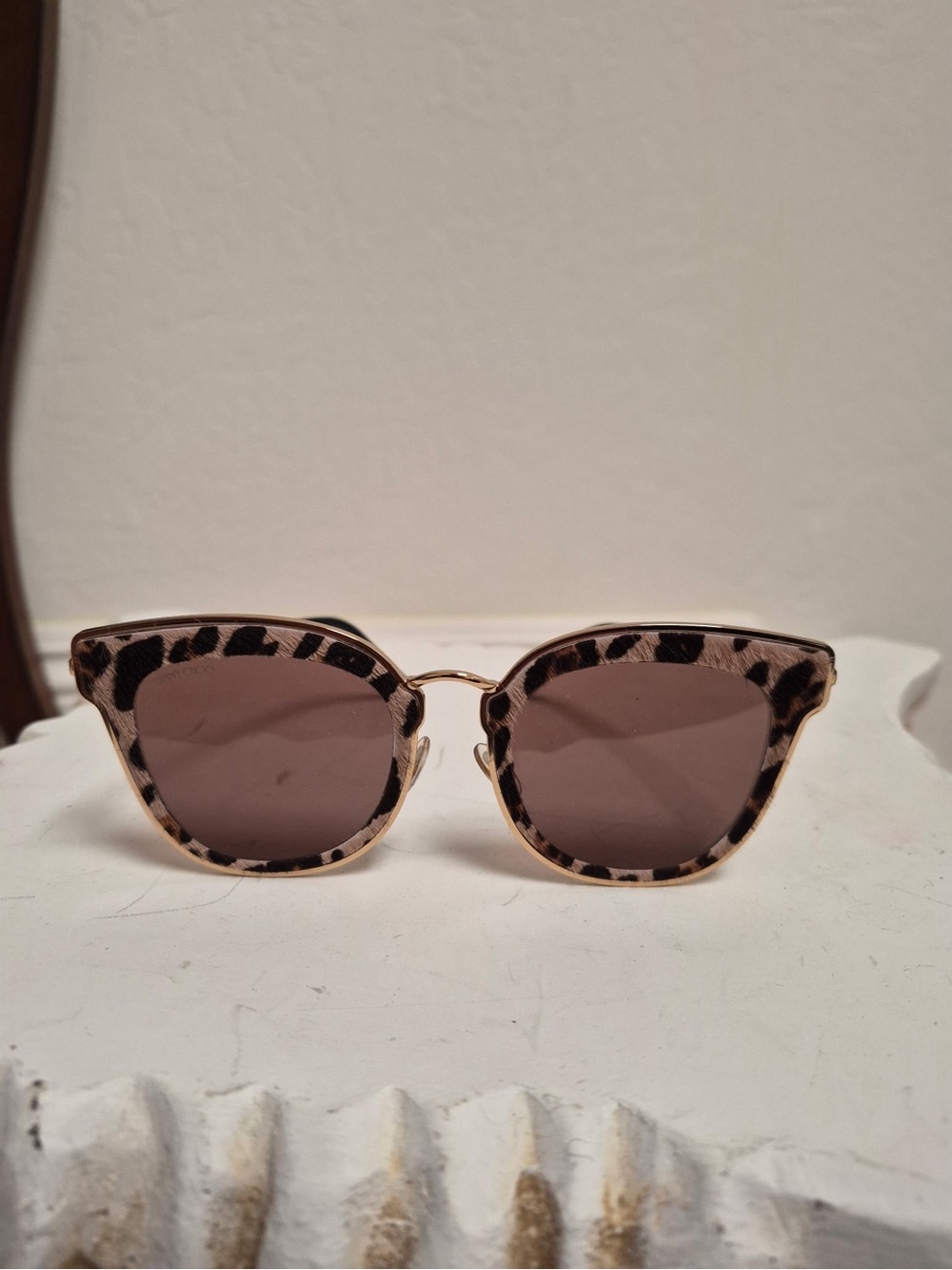 Jimmy Choo Leopard-Print Cat-Eye Sunglasses with Brown Lenses